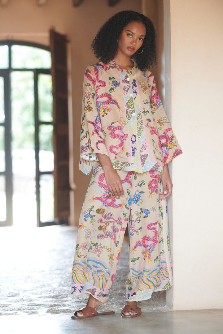 Dragon Sand Crepe Palazzo Pants