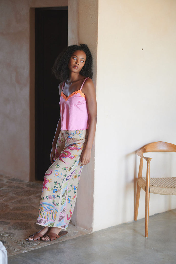 Dragon Sand Crepe Palazzo Pants