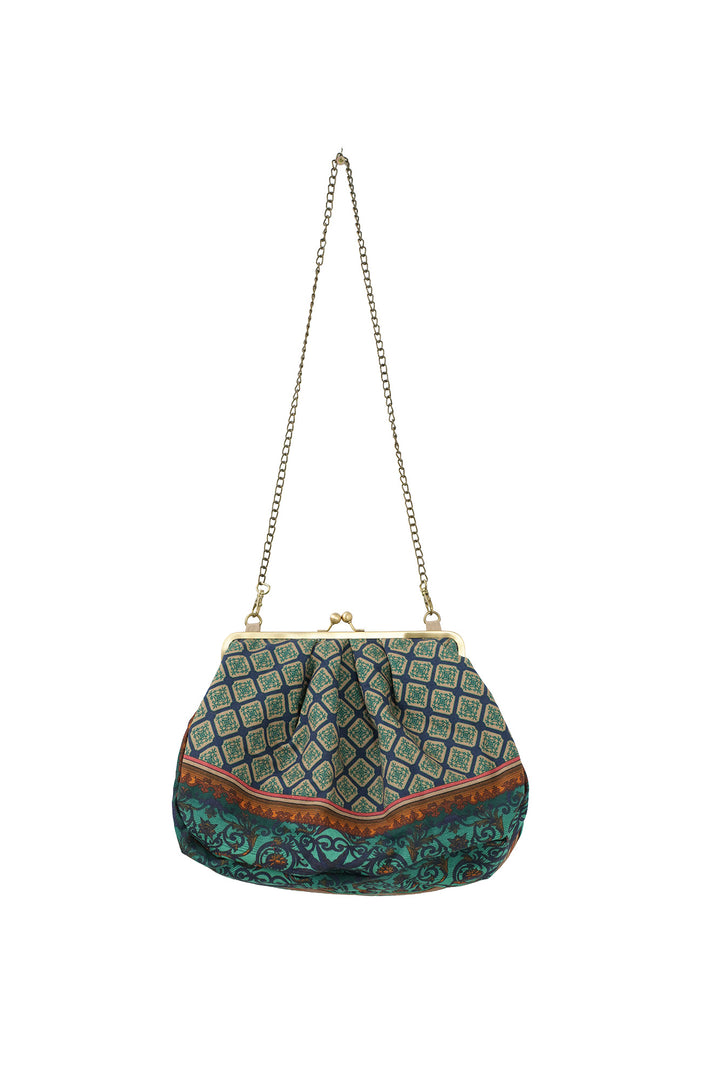 One Hundred Stars Amulet Emerald Canvas Kisslock Clutch Bag