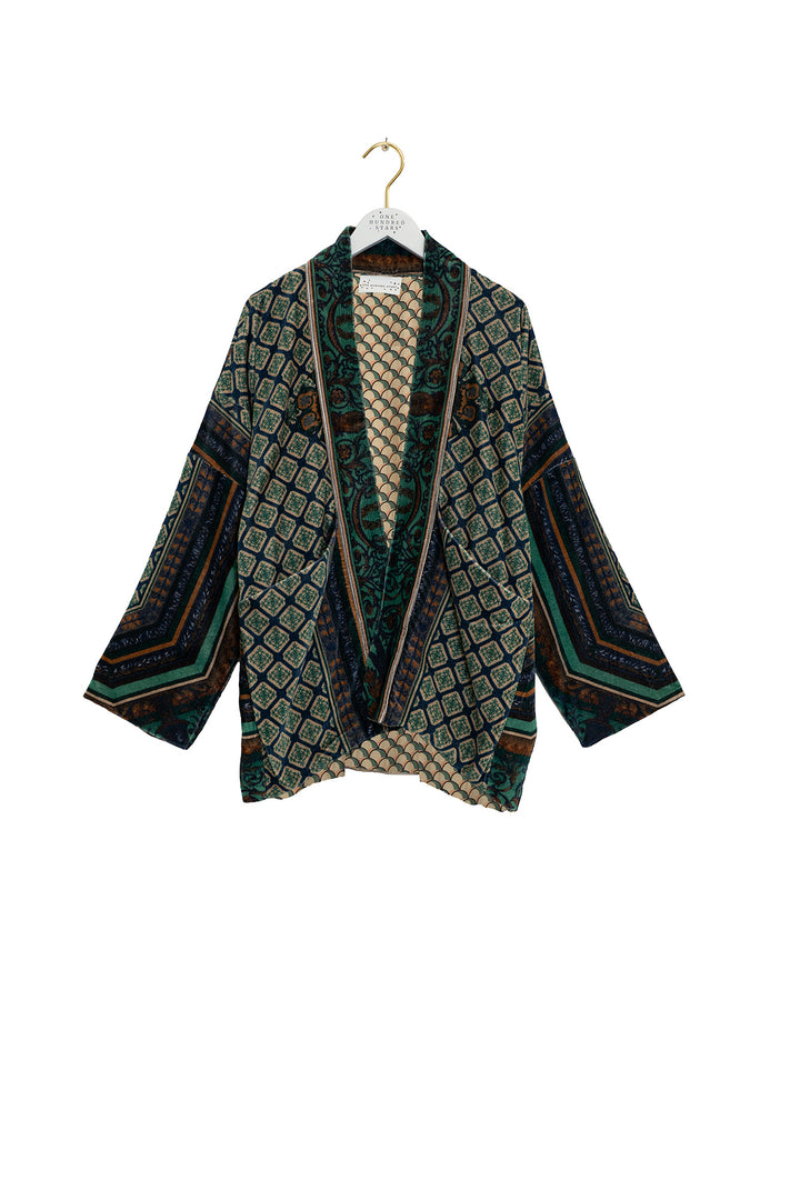 One Hundred Stars Amulet Emerald Velvet Pocket Jacket