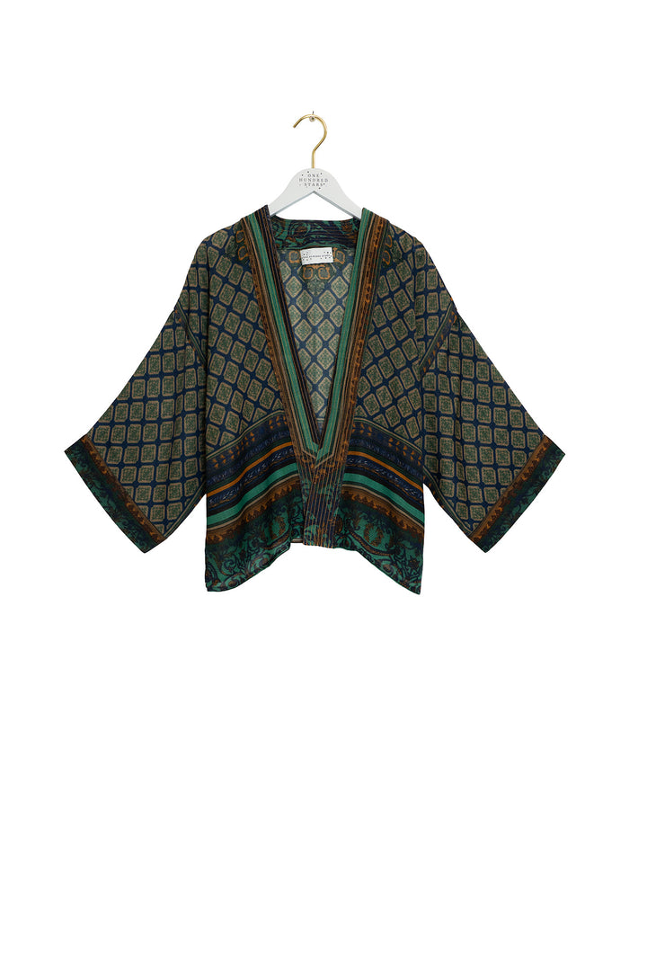 One Hundred Stars Amulet Emerald Wool Kimono