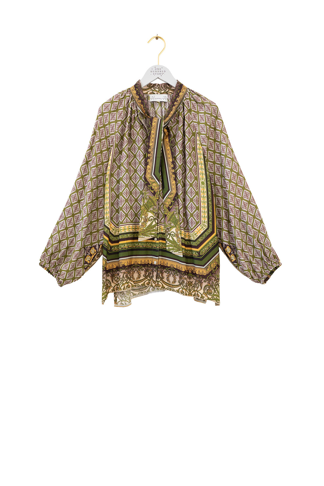 Amulet Green Pussybow Blouse
