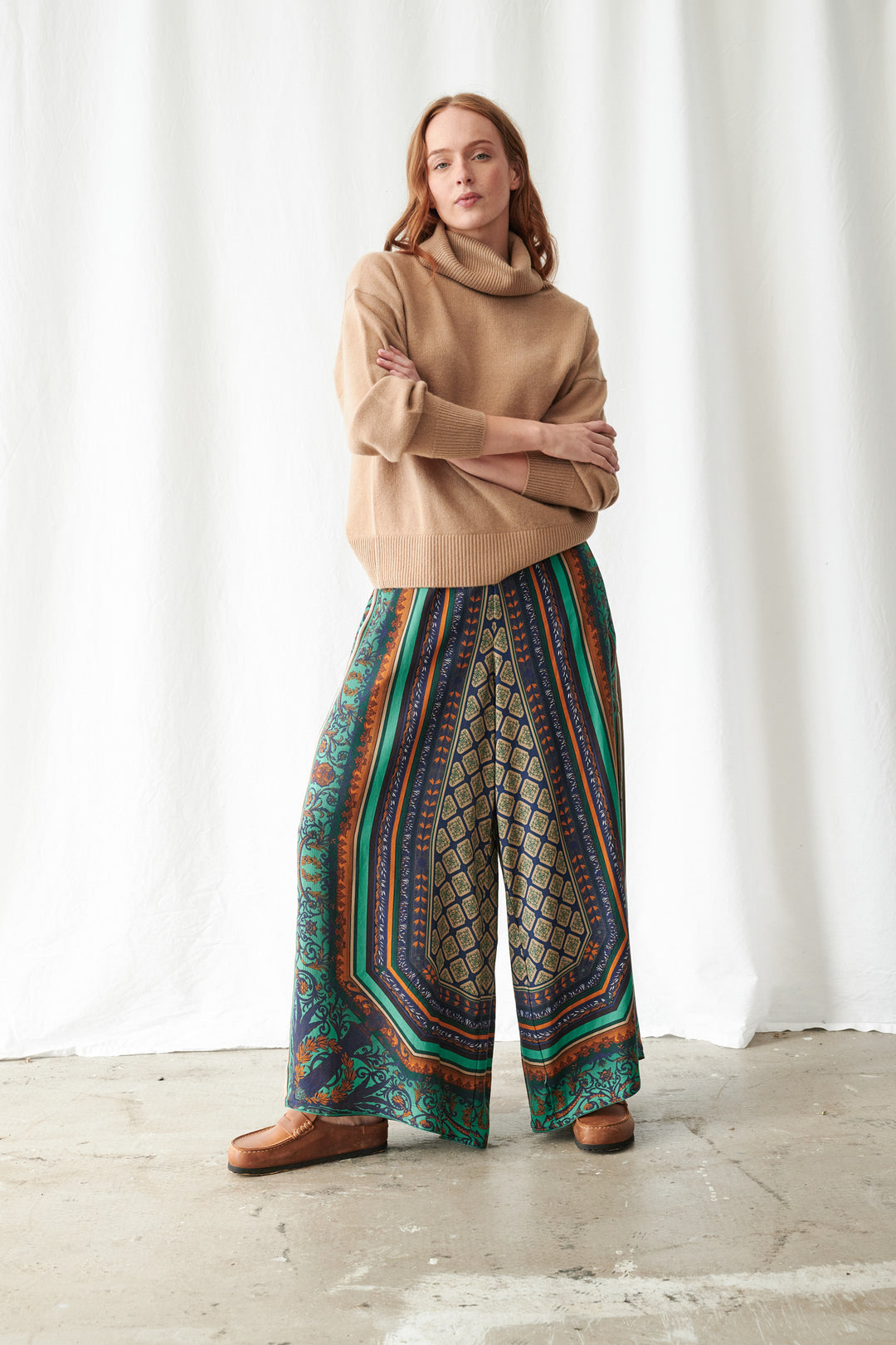 One Hundred Stars Amulet Emerald Palazzo Pants