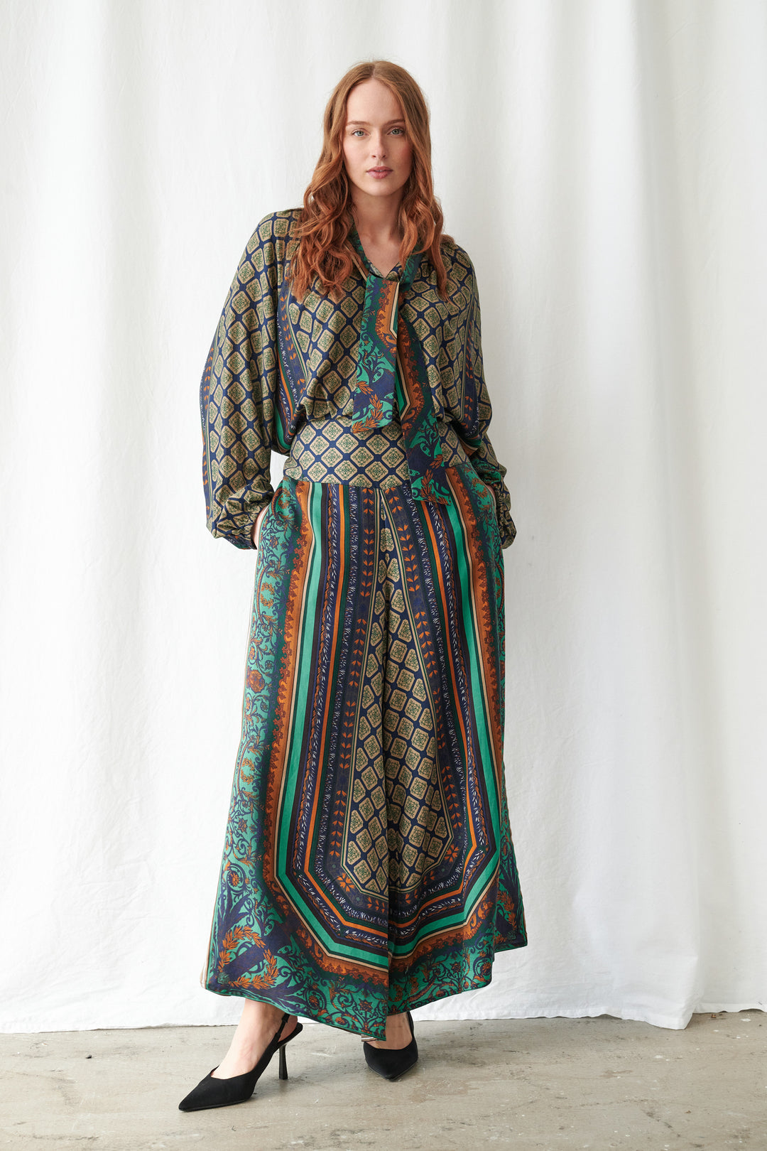 One Hundred Stars Amulet Emerald Palazzo Pants
