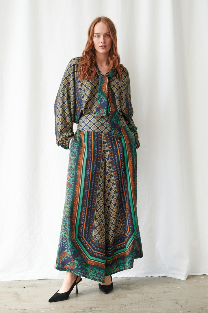 One Hundred Stars Amulet Emerald Palazzo Pants