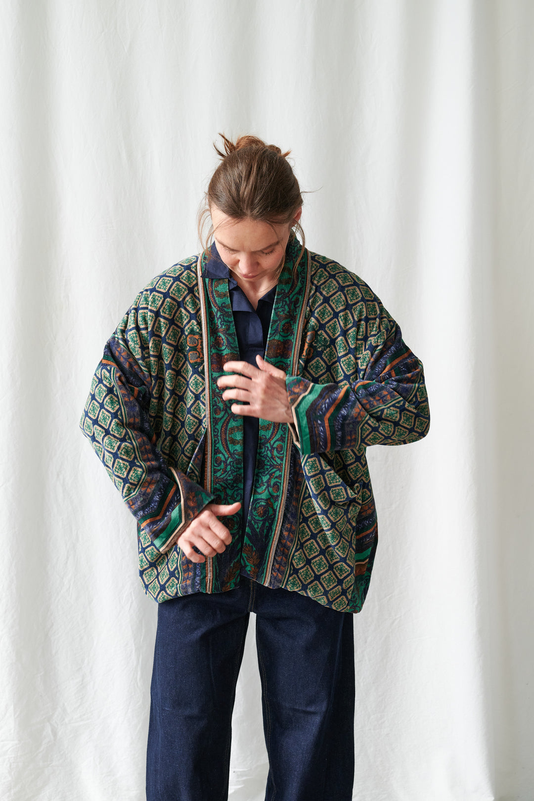 One Hundred Stars Amulet Emerald Velvet Pocket Jacket