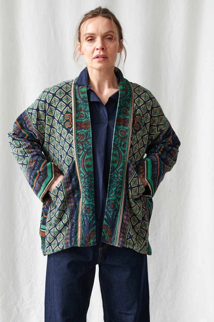 One Hundred Stars Amulet Emerald Velvet Pocket Jacket