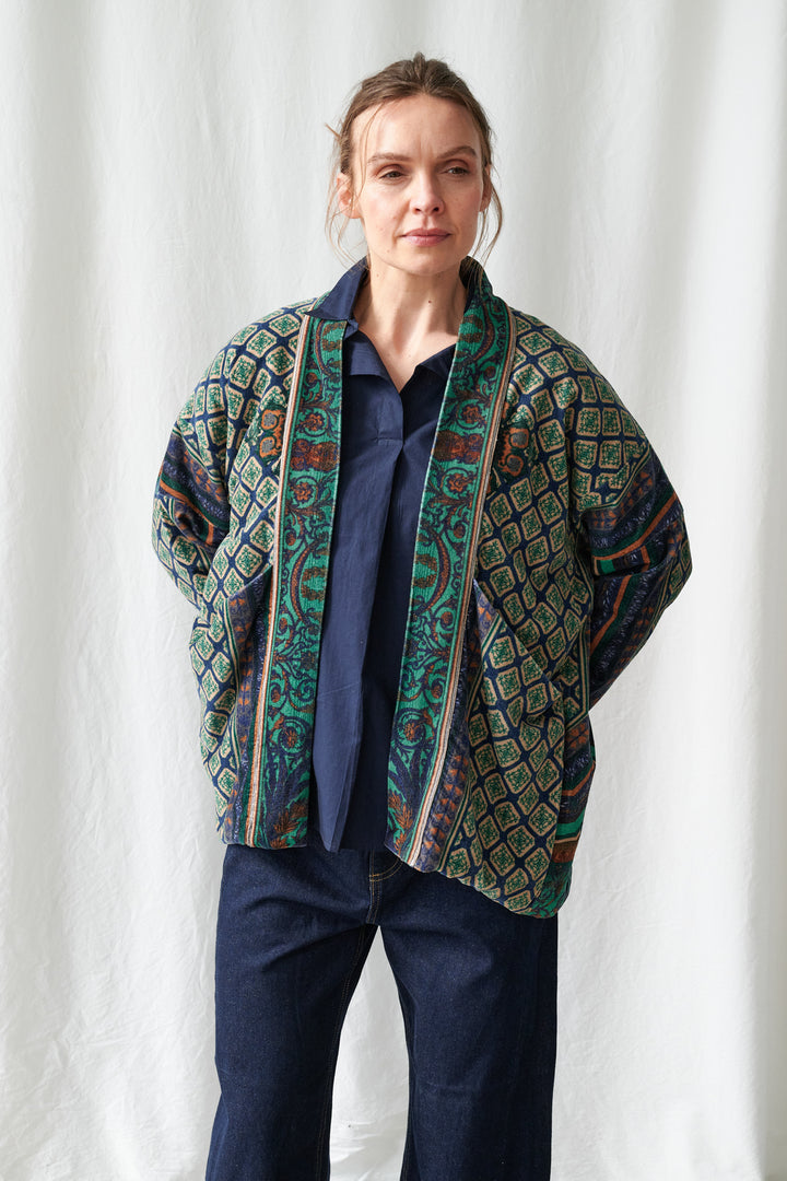 One Hundred Stars Amulet Emerald Velvet Pocket Jacket