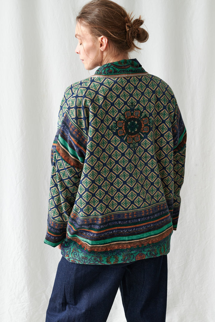 One Hundred Stars Amulet Emerald Velvet Pocket Jacket