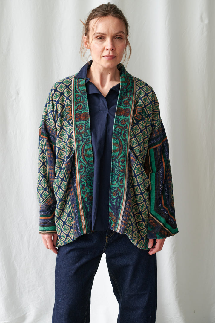 One Hundred Stars Amulet Emerald Velvet Pocket Jacket