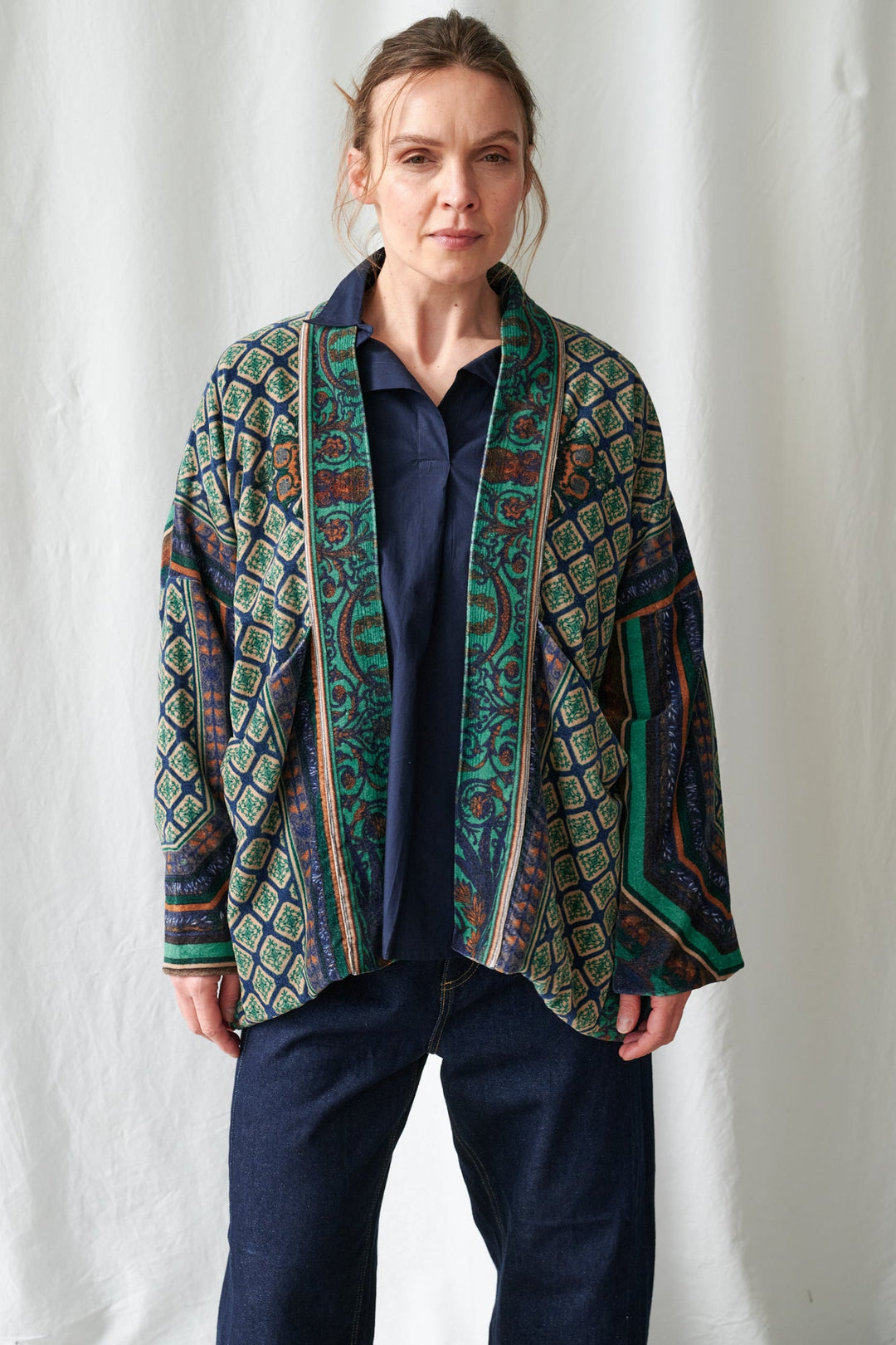 One Hundred Stars Amulet Emerald Velvet Pocket Jacket