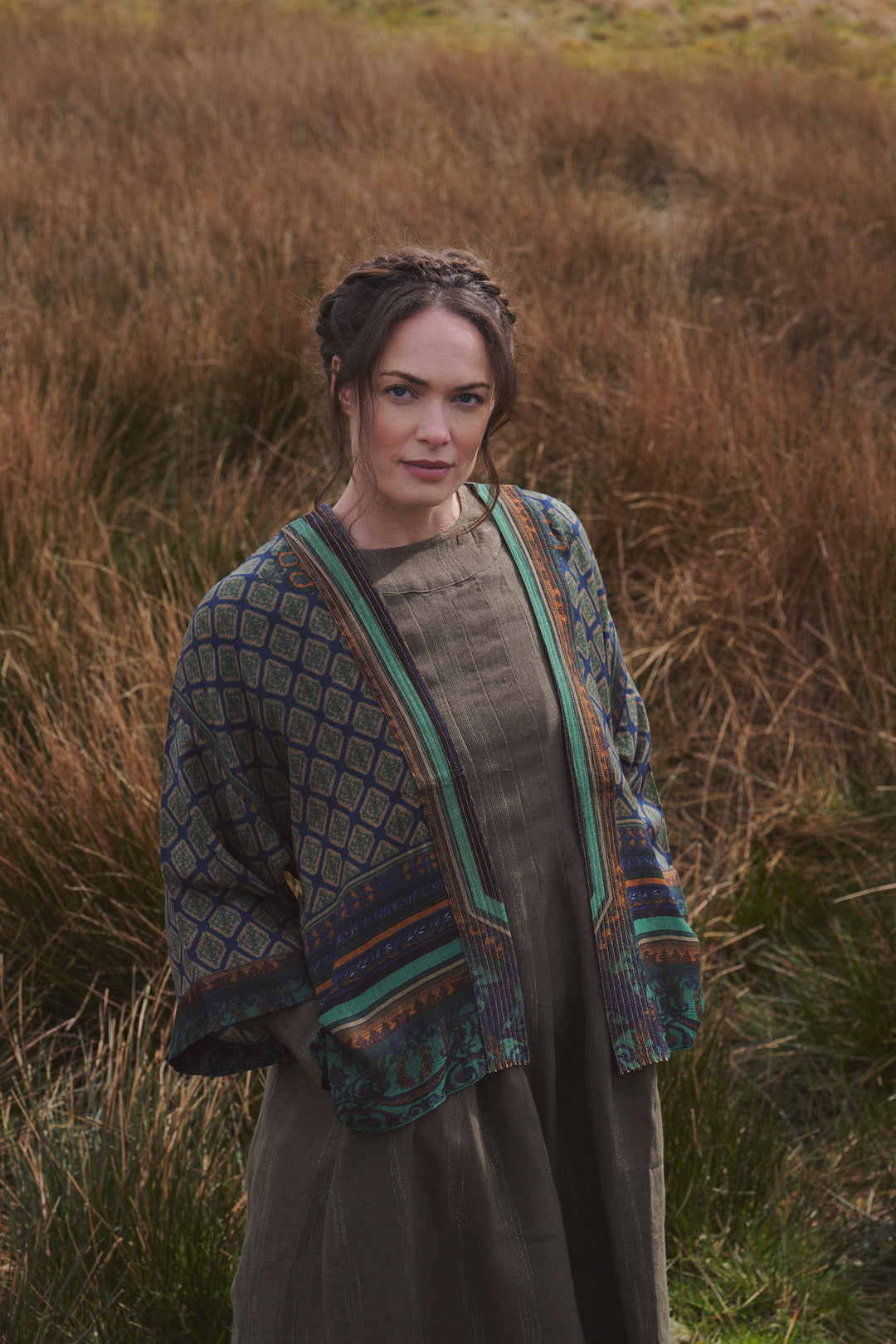 One Hundred Stars Amulet Emerald Wool Kimono