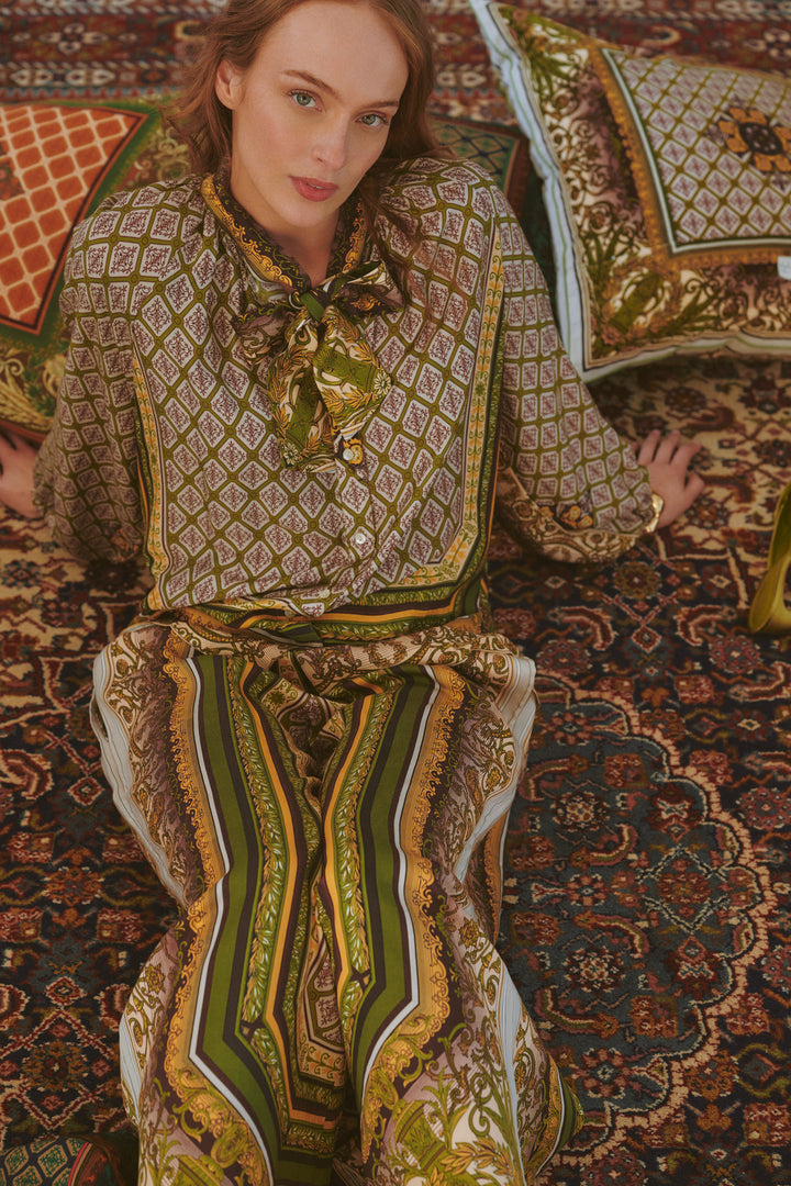 Amulet Green Pussybow Blouse
