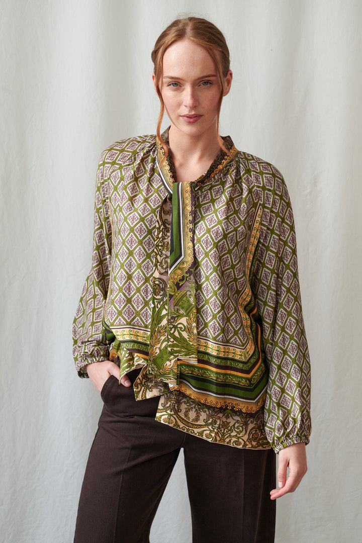Amulet Green Pussybow Blouse