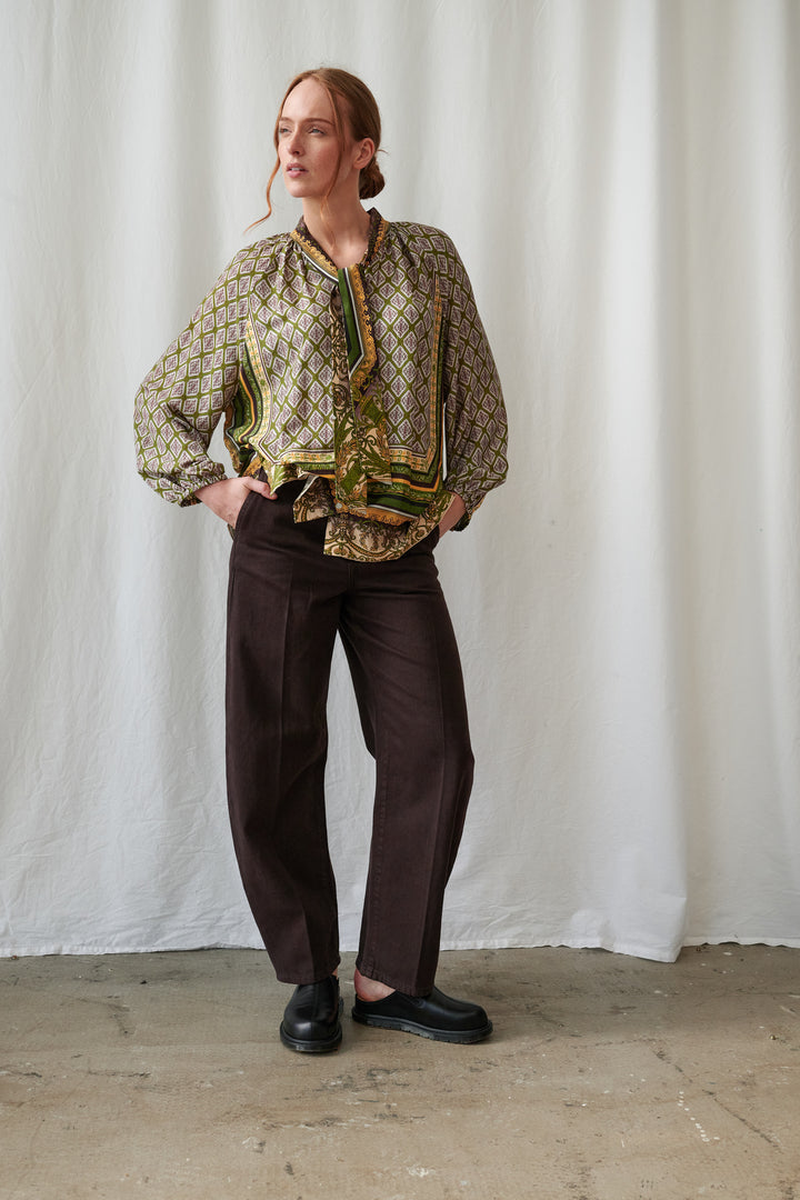 Amulet Green Pussybow Blouse
