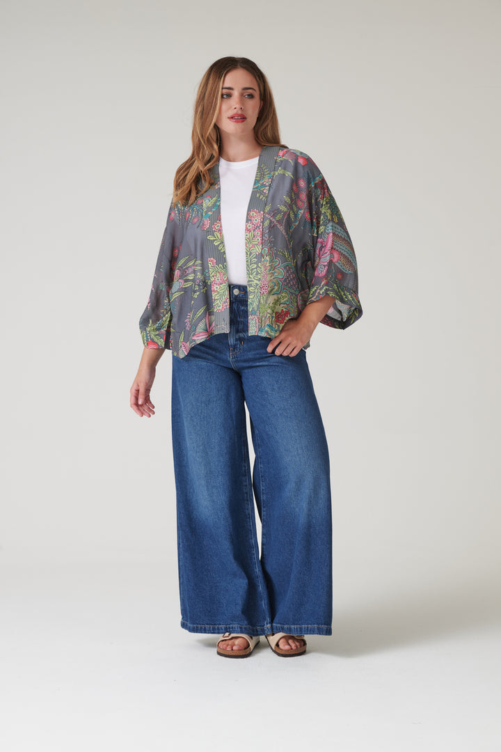 Boho Garden Grey Kimono