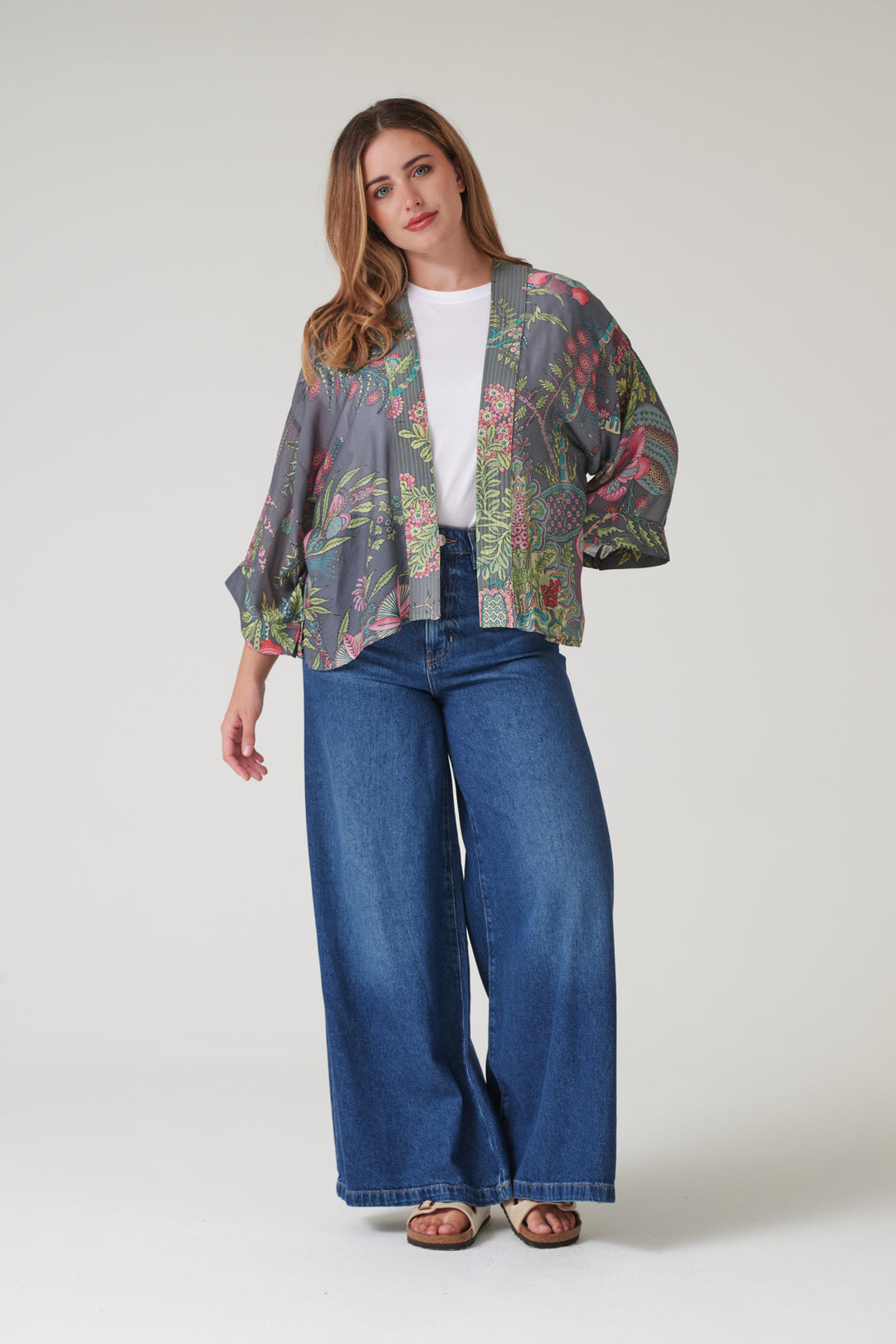Boho Garden Grey Kimono