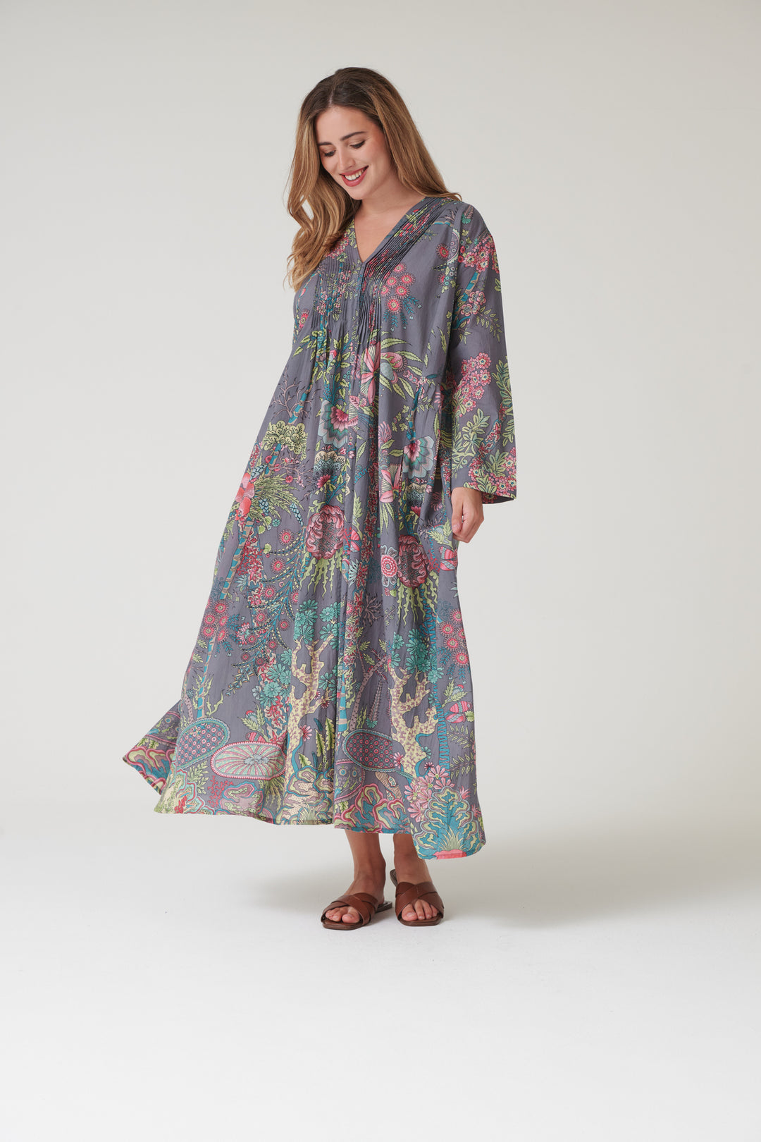 Boho Garden Grey Pinch Pleat Dress – One Hundred Stars Europe BV