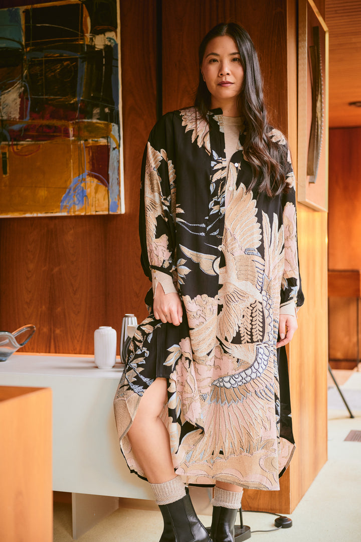 Crane Black Crepe Darcy Dress
