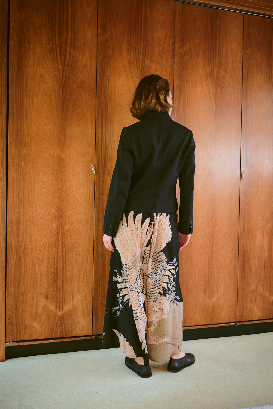 Crane Black Crepe Palazzo Pants