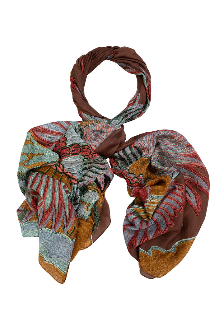 One Hundred Stars Crane Brown Scarf
