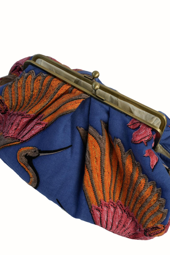 Crane Cobalt Kiss Lock Clutch Bag