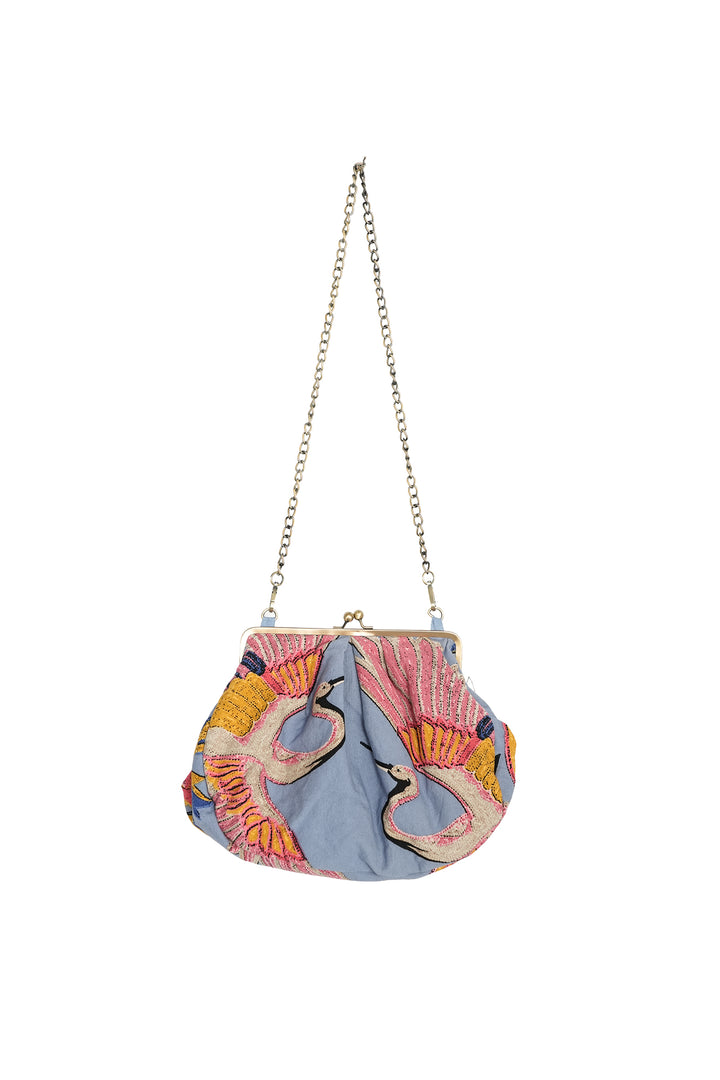 587-00475 -Crane Periwinkle Kiss Lock Clutch Bag