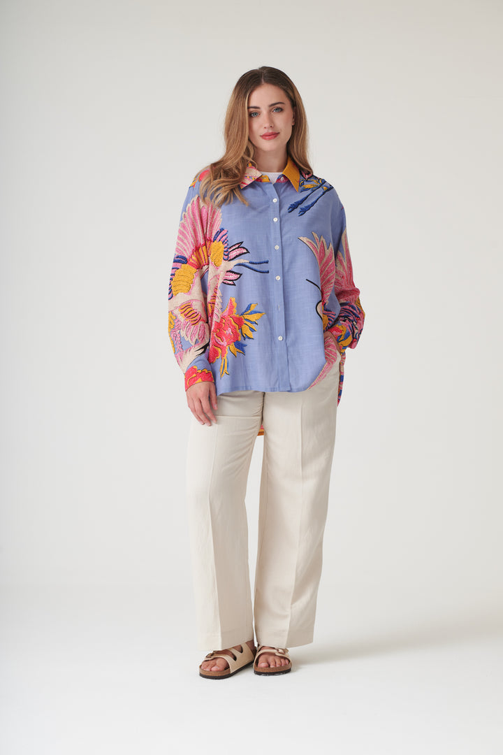 Crane Periwinkle Oversized Shirt