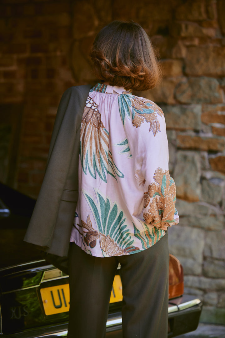Crane Plaster Pink Pussybow Blouse