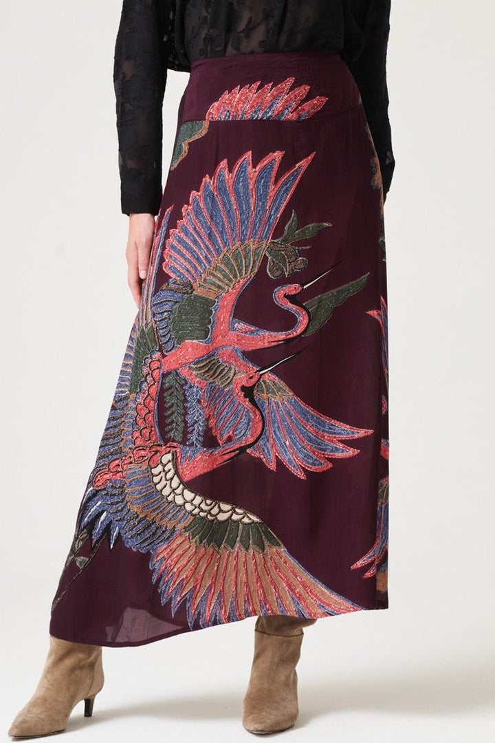 Crane Plum A-line Maxi Skirt