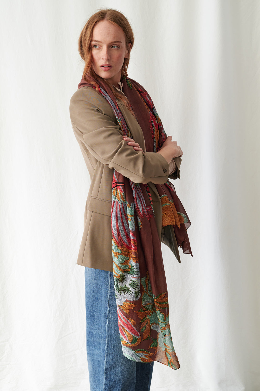One Hundred Stars Crane Brown Scarf