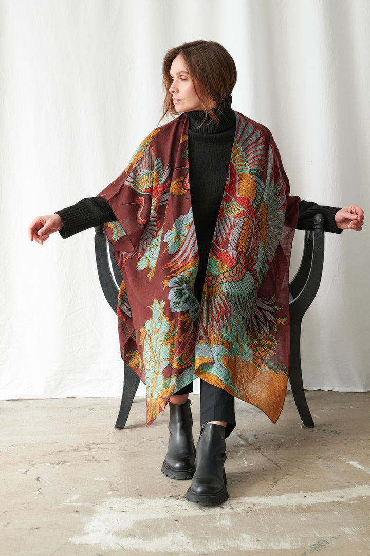 One Hundred Stars Crane Brown Wool Throwover