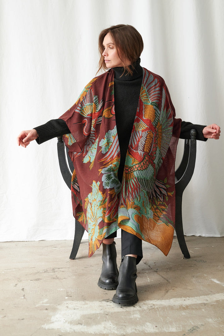 One Hundred Stars Crane Brown Wool Throwover
