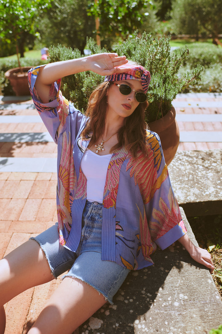 Crane Periwinkle Kimono