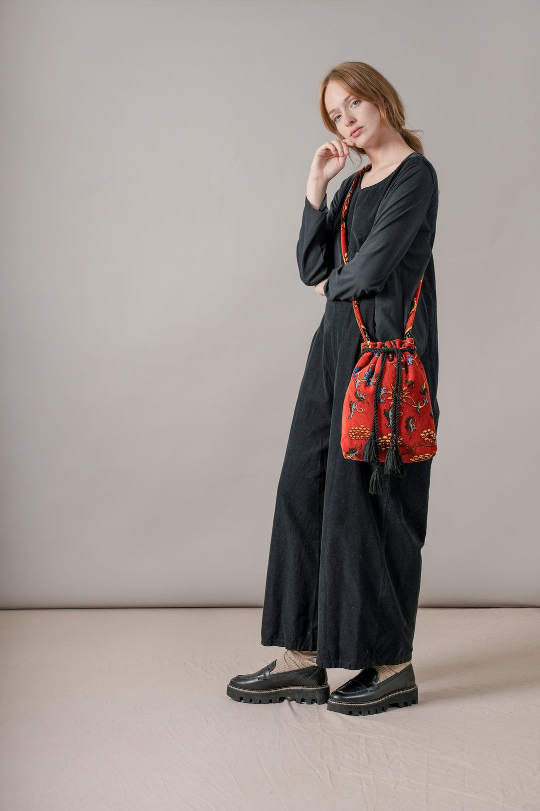 Dragon Rust Velvet Tassel Bag
