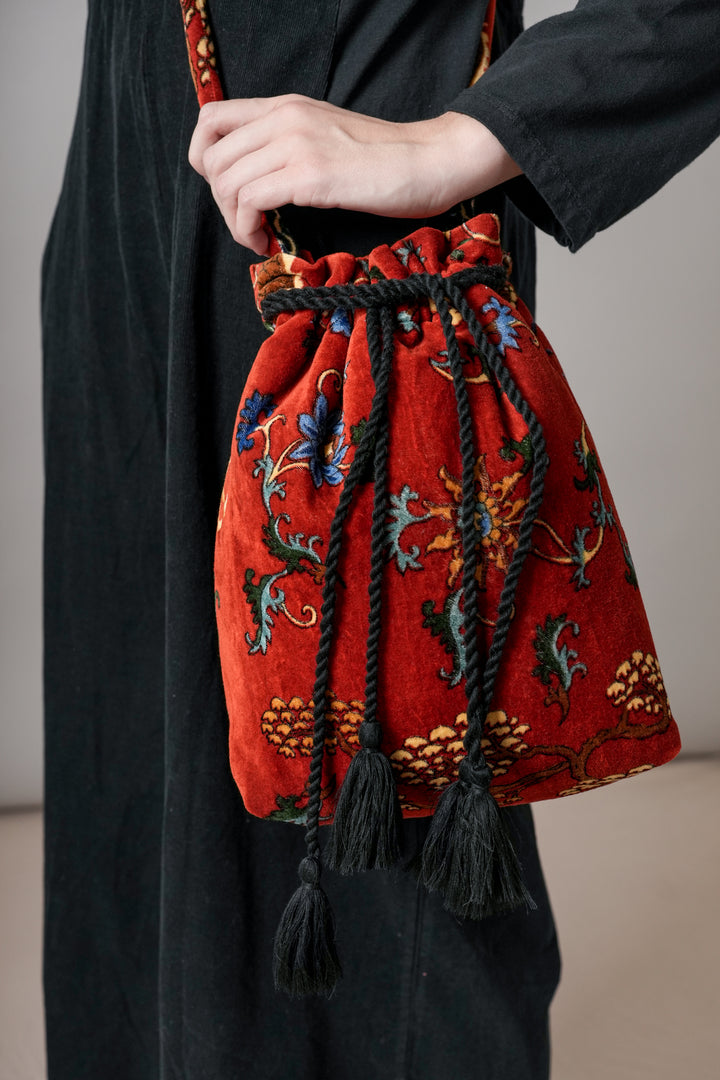 Dragon Rust Velvet Tassel Bag