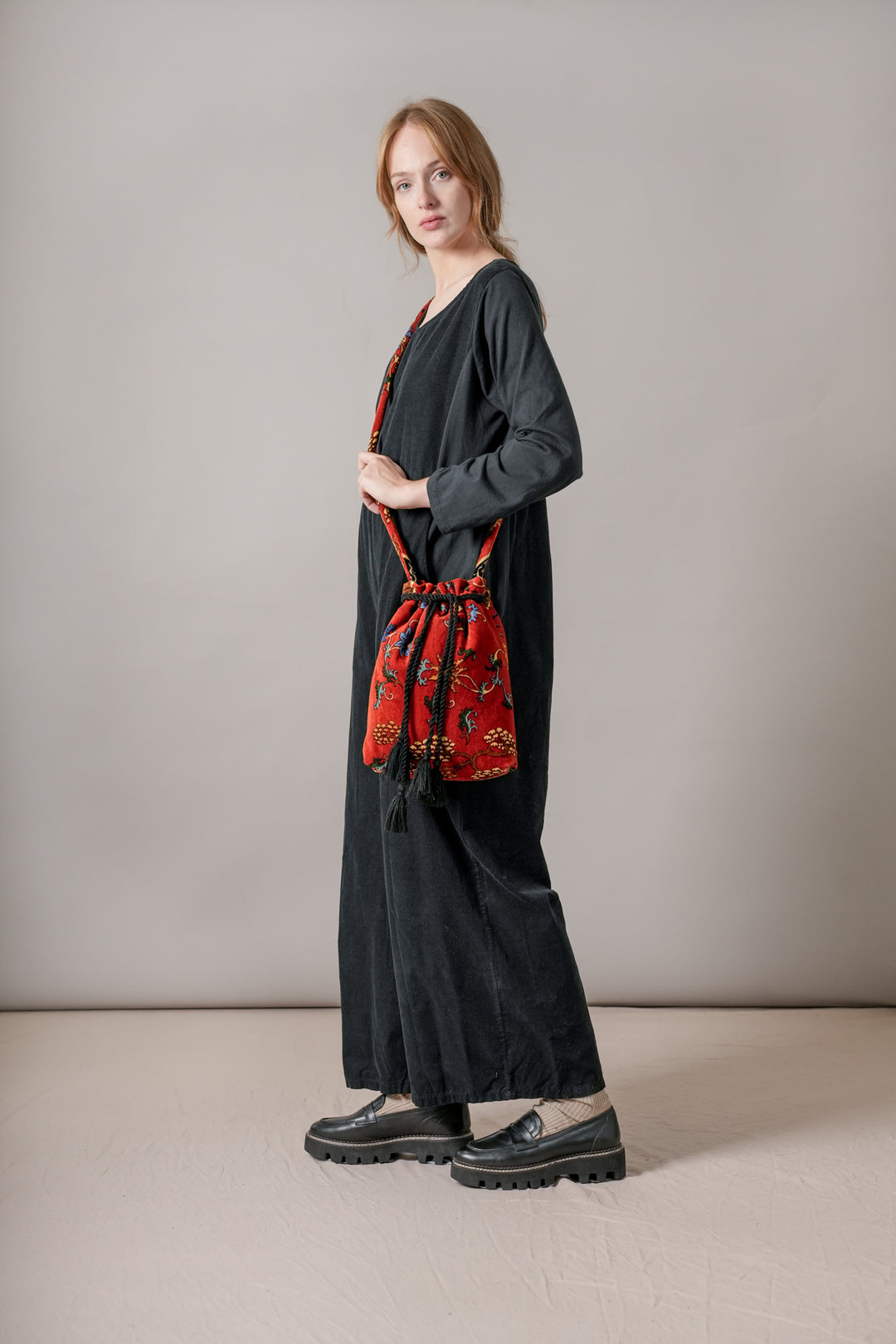 Dragon Rust Velvet Tassel Bag