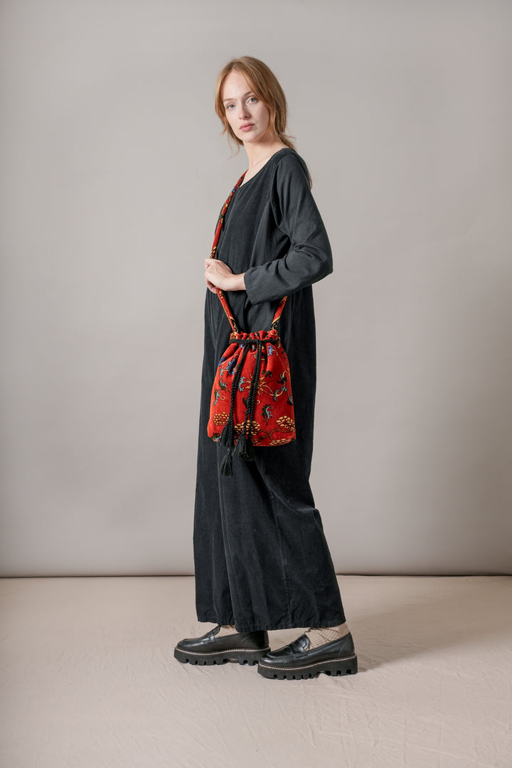 Dragon Rust Velvet Tassel Bag