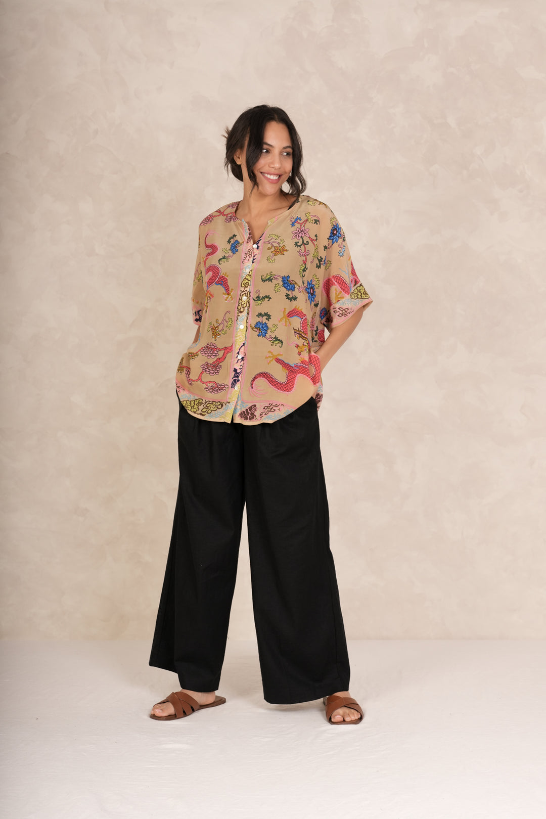 Dragon Sand Tea Blouse