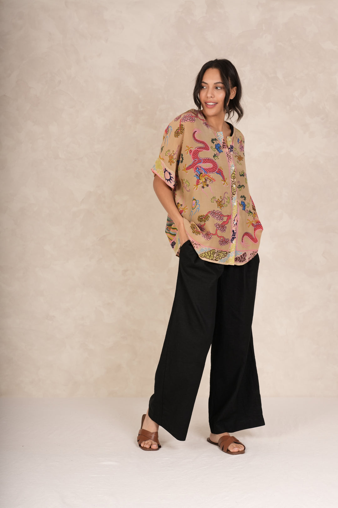 Dragon Sand Tea Blouse
