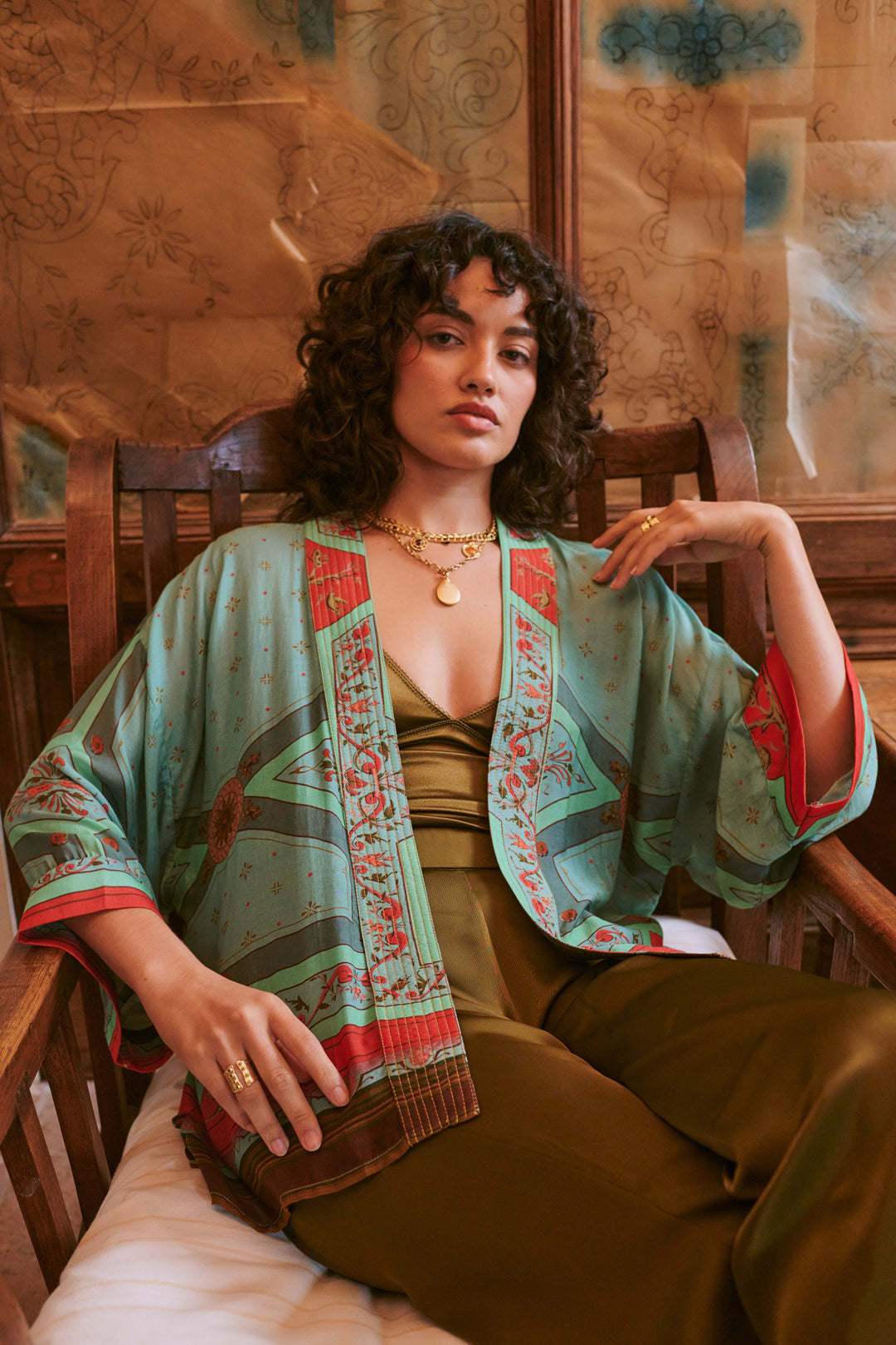 Kimono Fleur de Lys Aqua