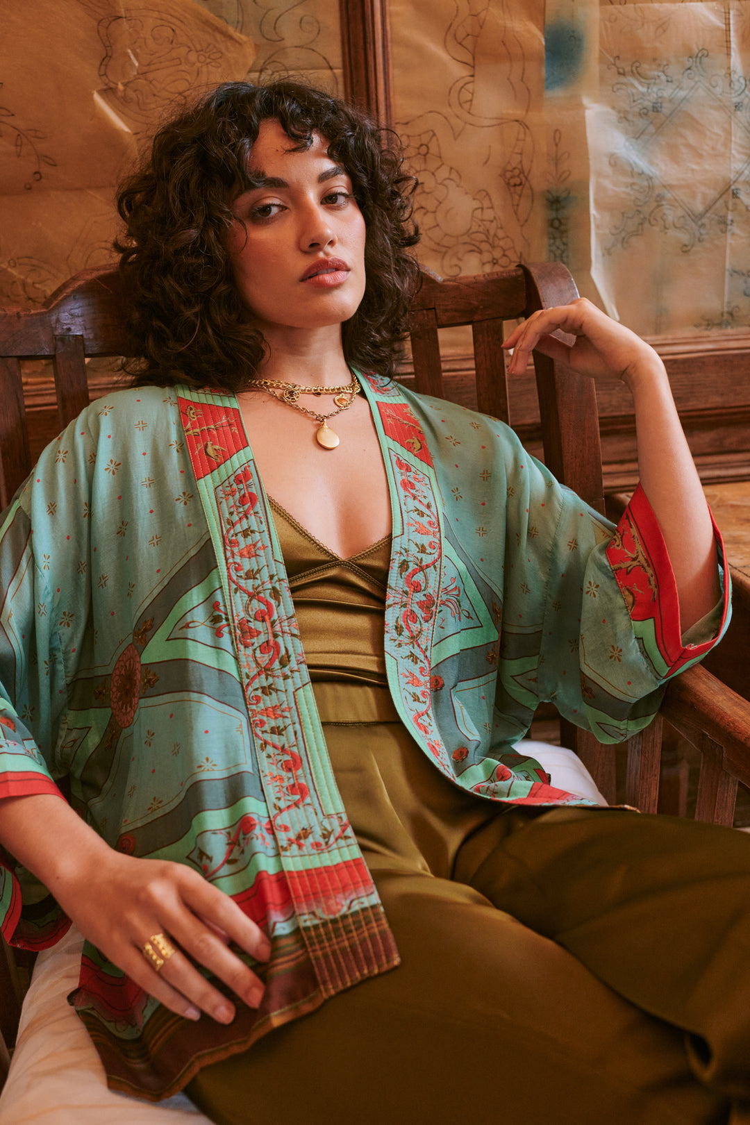 Kimono Fleur de Lys Aqua