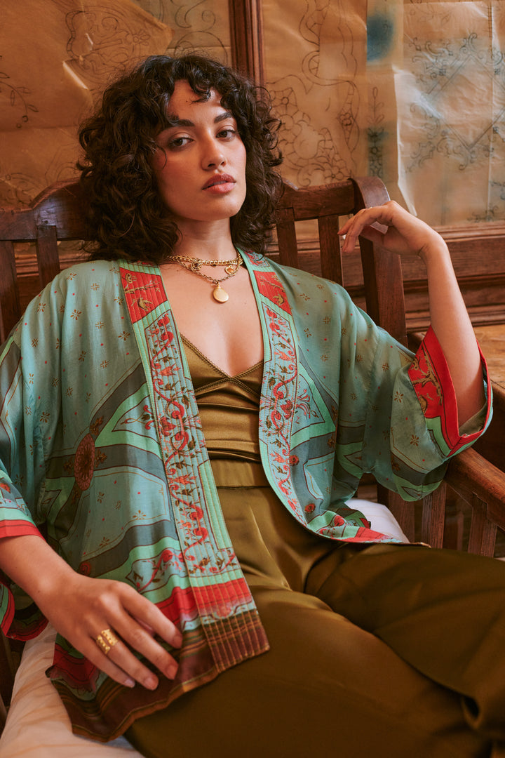 Kimono Fleur de Lys Aqua