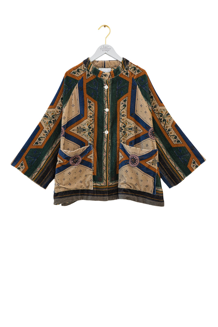 One Hundred Stars Fleur De Lys Sand Velvet Jacket