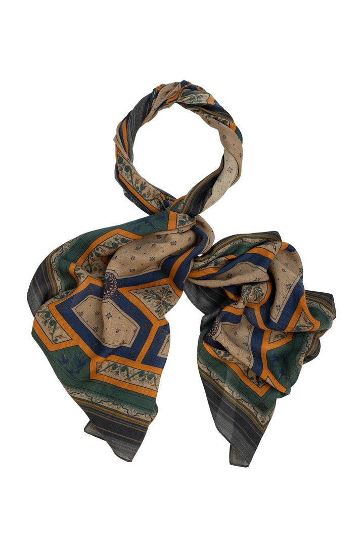 One Hundred Stars Fleur De Lys Sand Wool Scarf
