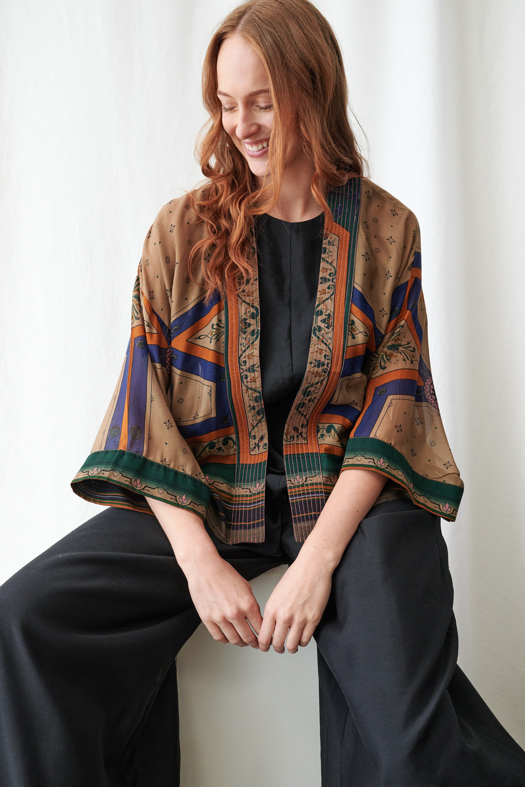 One Hundred Stars Fleur De Lys Sand Kimono