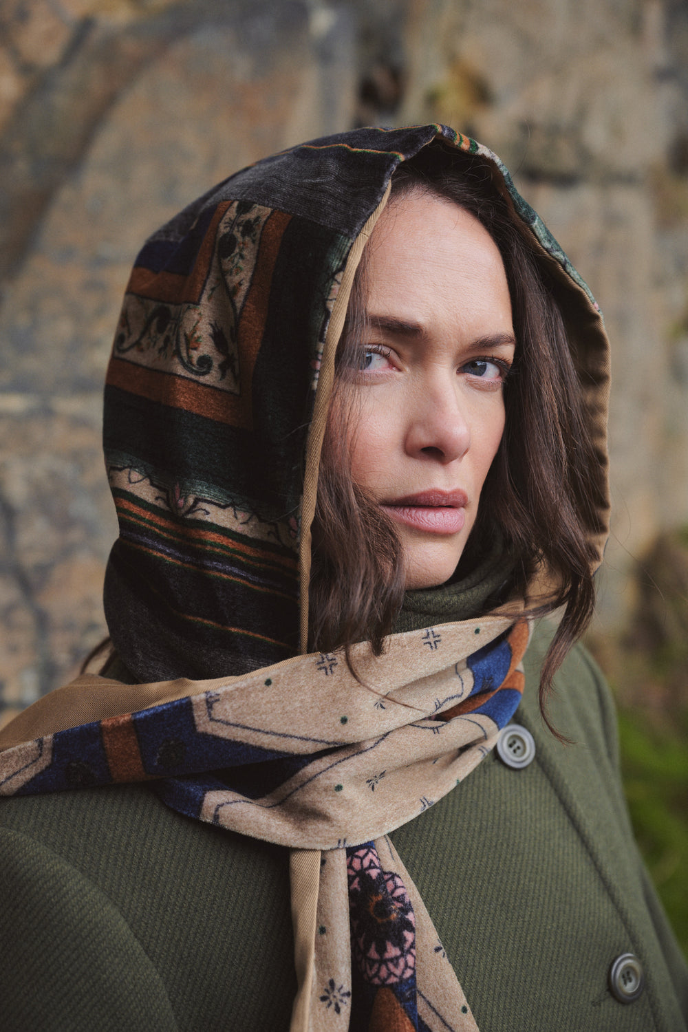 One Hundred Stars Fleur De Lys Sand Velvet Hood