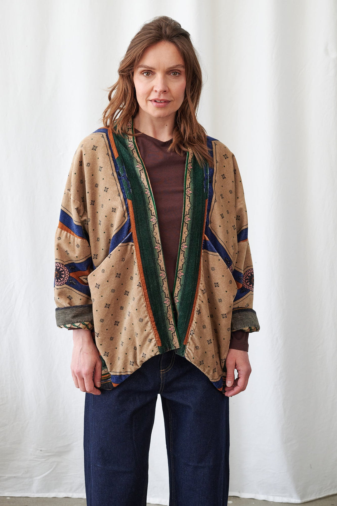 One Hundred Stars Fleur De Lys Sand Velvet Pocket Jacket