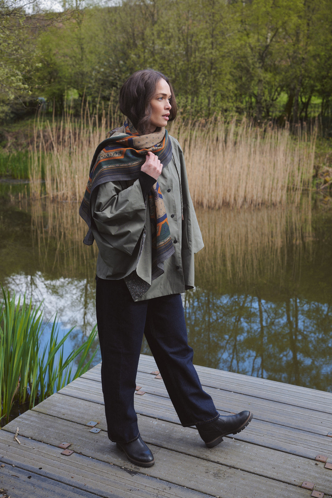 One Hundred Stars Fleur De Lys Sand Wool Scarf