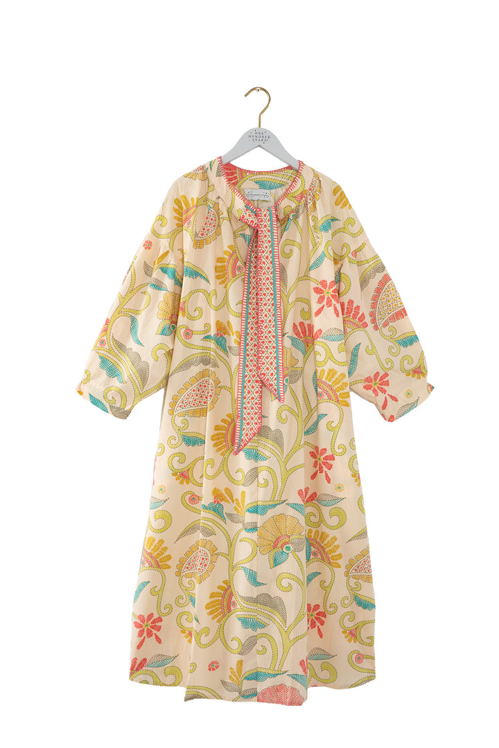 Giant Kantha Lime Tie Dress